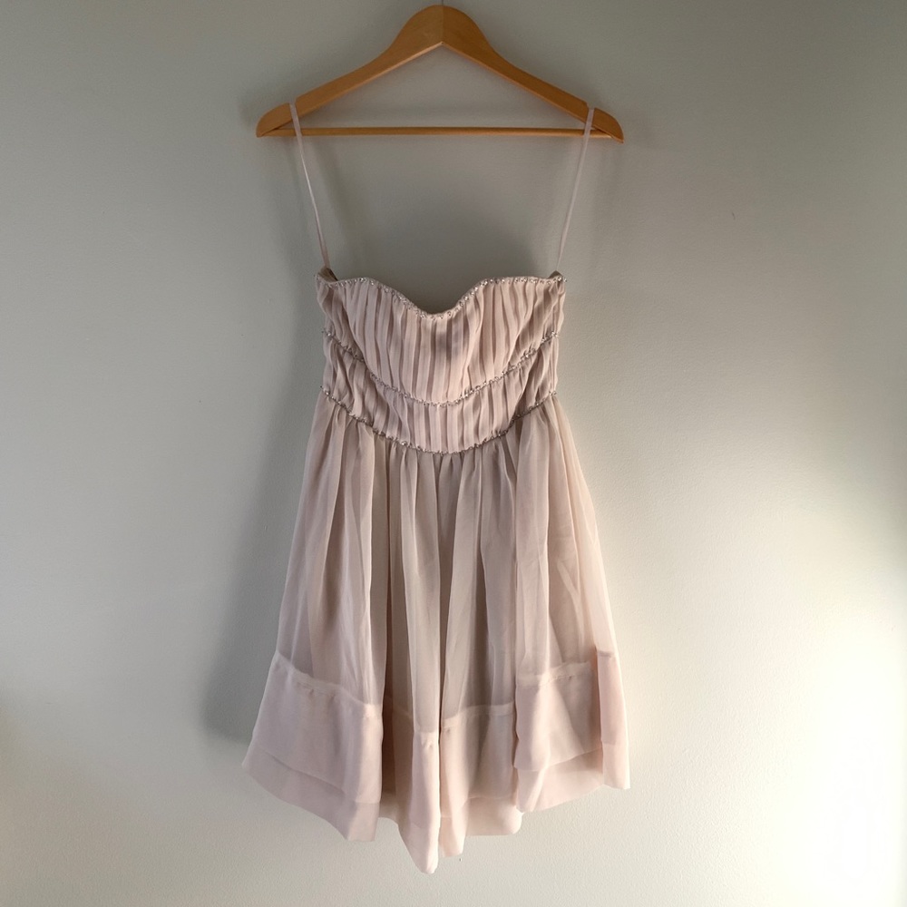 H&M Pastel Pink/Beige Strapless Contemporary Collection Dress